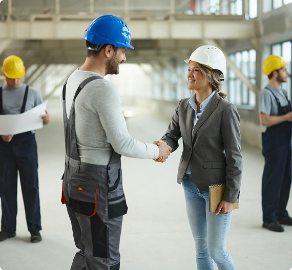 Construction professionals building a business partnership