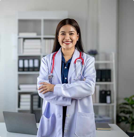Healthcare professional standing in a medical office